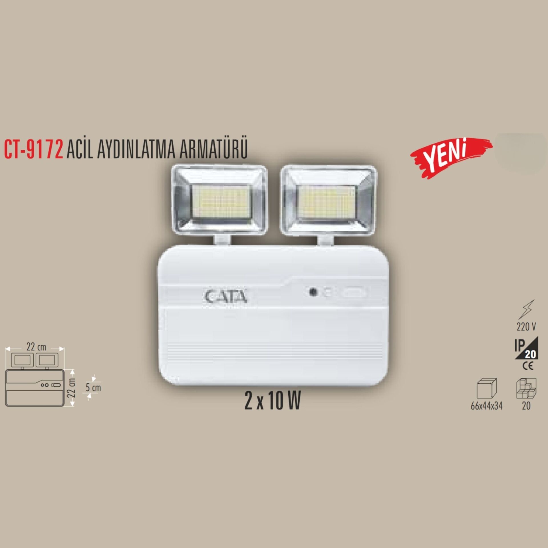 Cata CT-9172 2×10 W Acil Aydınlatma Armatürü