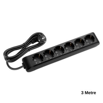 Viko Multi-Let Altılı Siyah Priz Topraklı Çocuk Korumalı 3 Metre