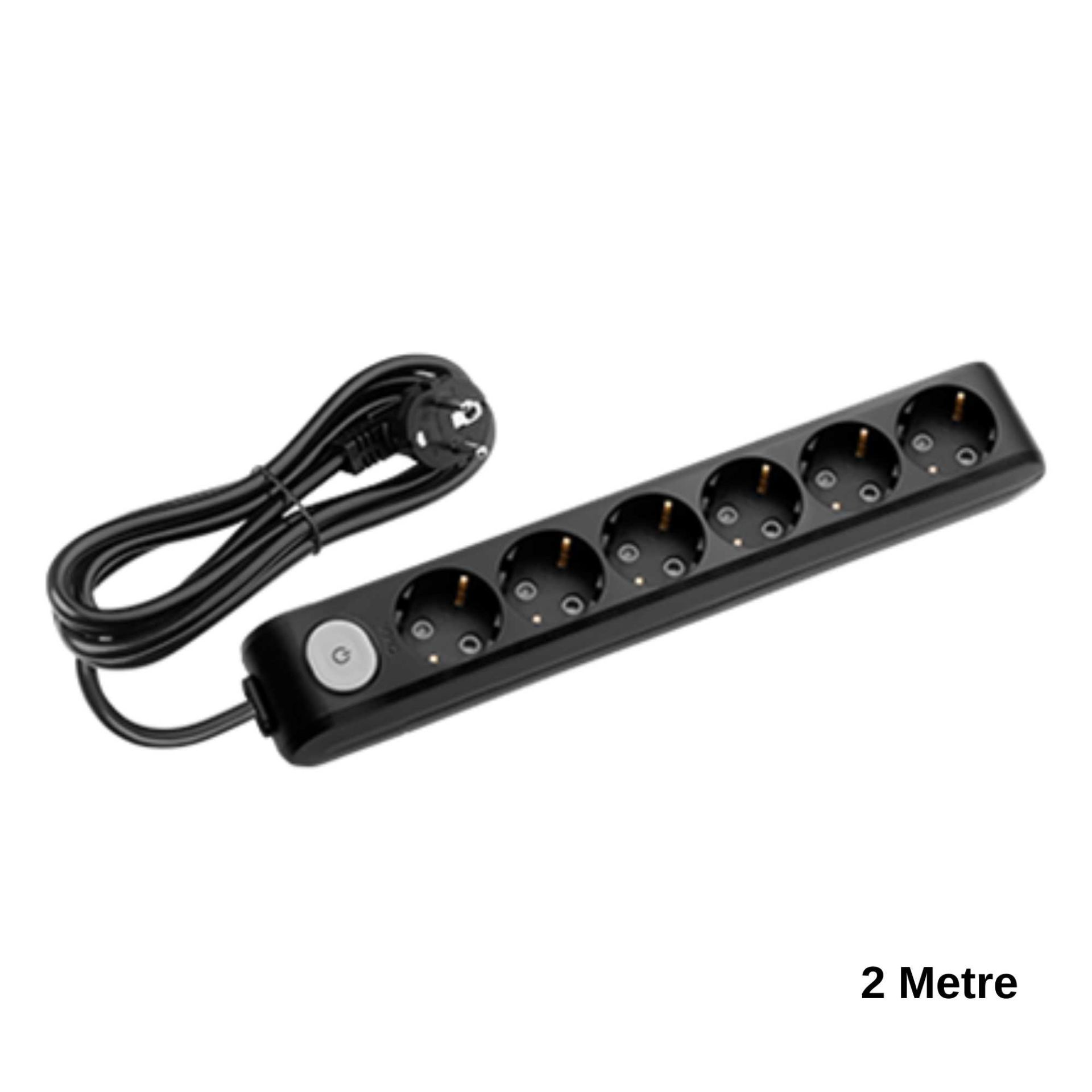 Viko Multi-Let Altılı Siyah Priz Anahtarlı Topraklı Çocuk Korumalı 2 Metre