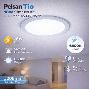 Pelsan Tio 18W Slim Sıva Altı Led Panel 6500K Beyaz