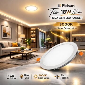 Pelsan Tio 18W Slim Sıva Altı Led Panel 3000K