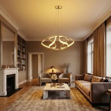 Napoli Krom Led Avize 3 Renk Aydınlatma