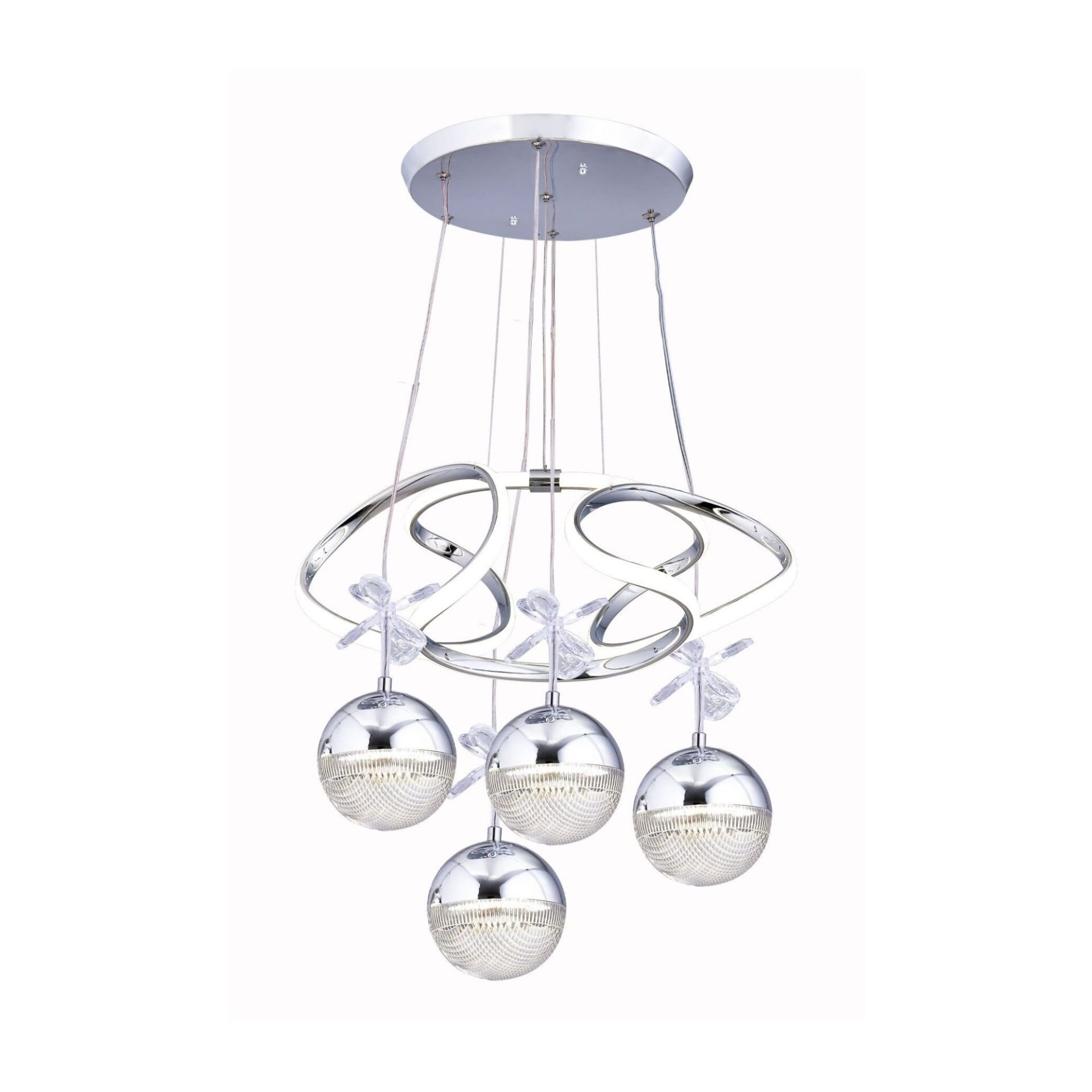 Napoli Krom 4 Toplu Led Avize 3 Renk Aydınlatma