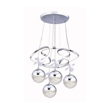 Napoli Krom 4 Toplu Led Avize 3 Renk Aydınlatma