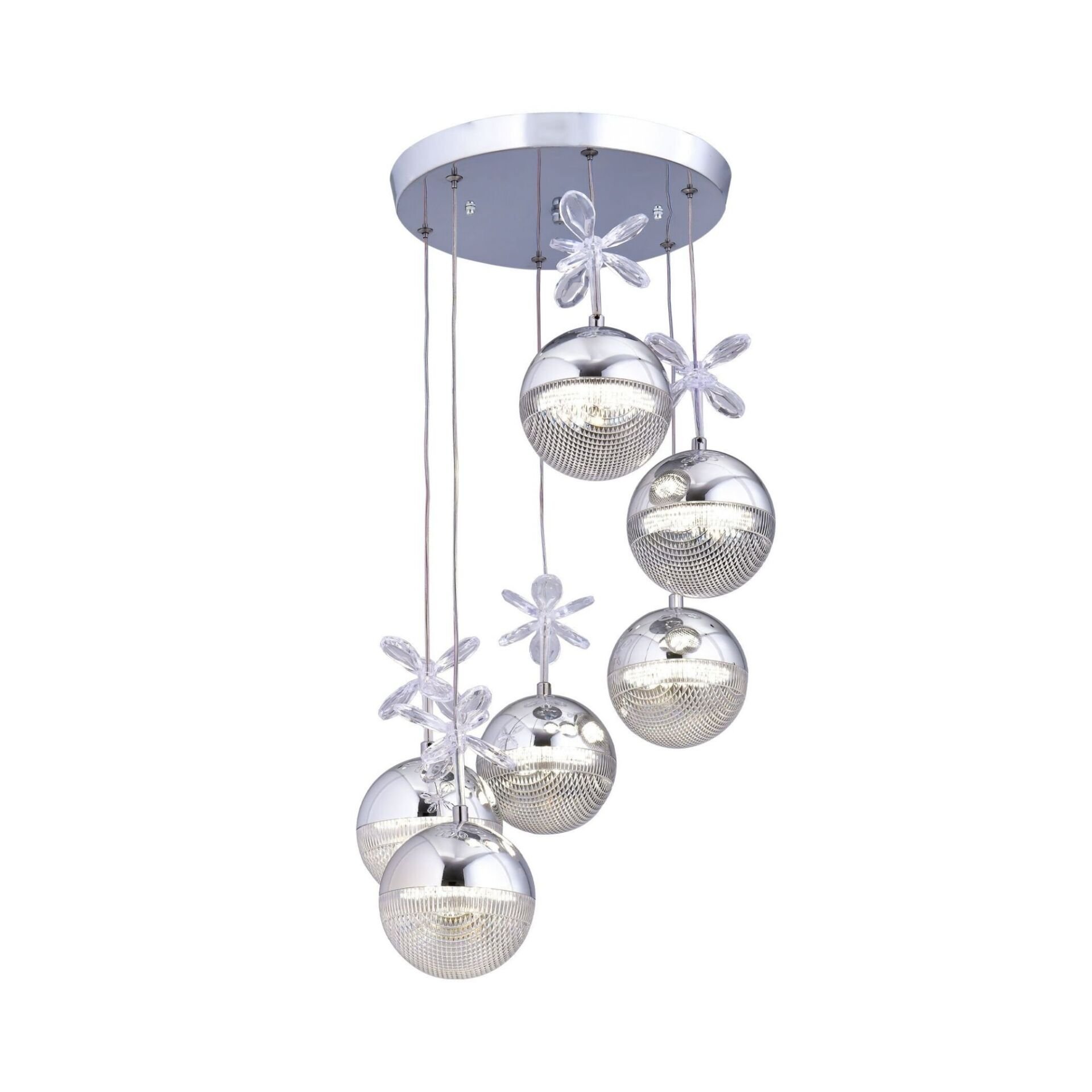 Rosali 6 Top Krom 3 Renk Led Avize