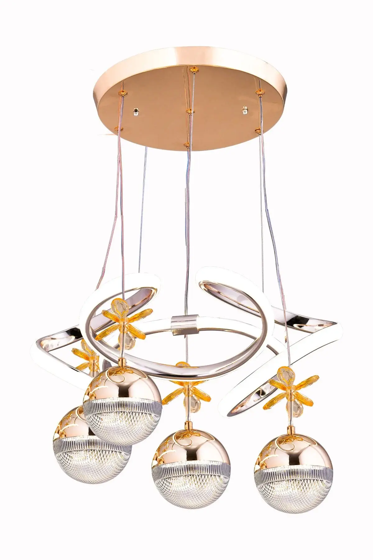 Napoli Gold 4 Toplu Led Avize 3 Renk Aydınlatma