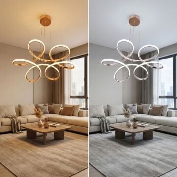 Daisy Sarkıt Gold Led Avize 3 Renk Aydınlatma