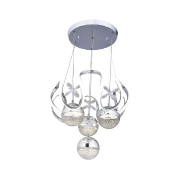 Rain 4 Top Krom Led Avize 3 Renk Aydınlatma