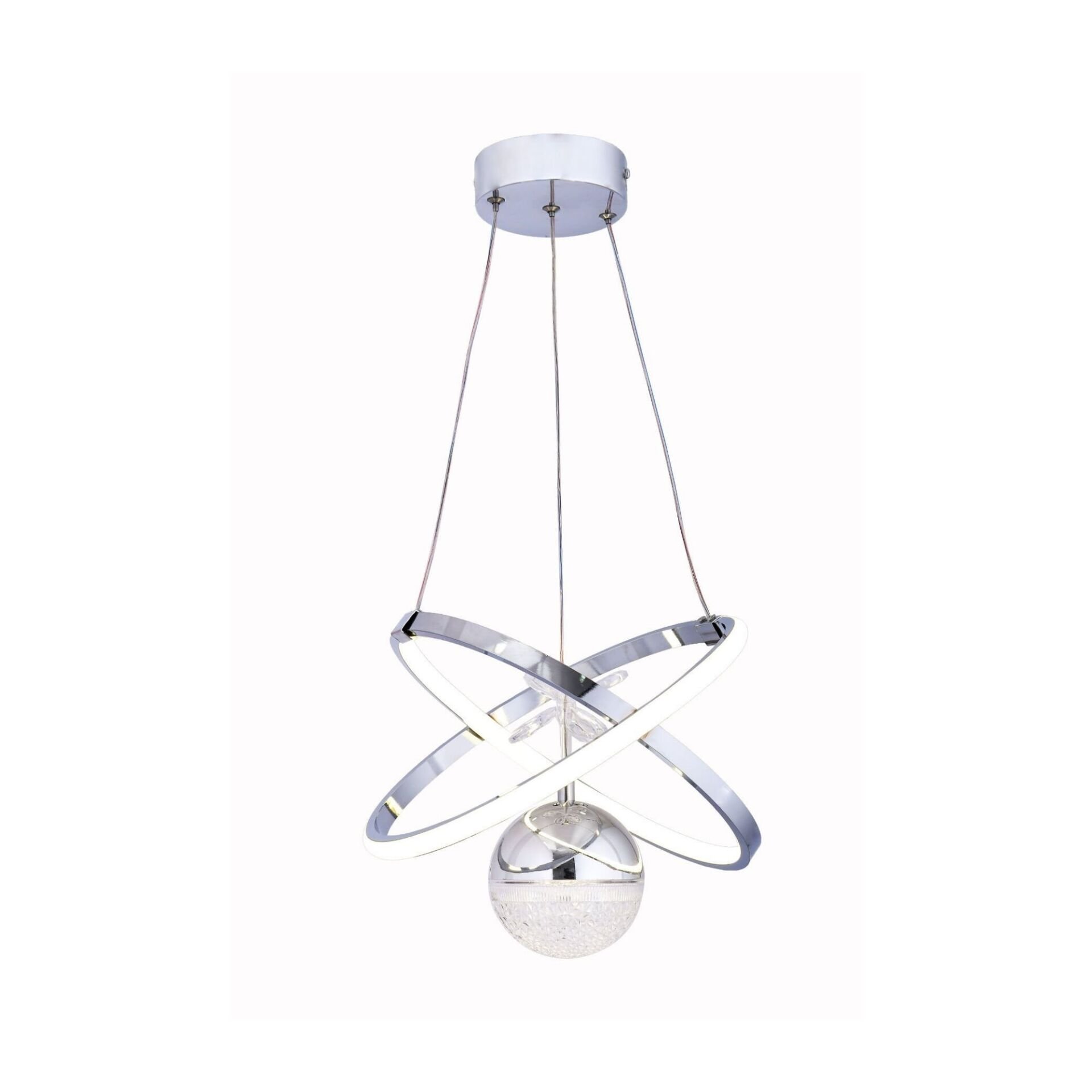 Kıraç Tek Top Krom Avize 3 Renk Aydınlatma