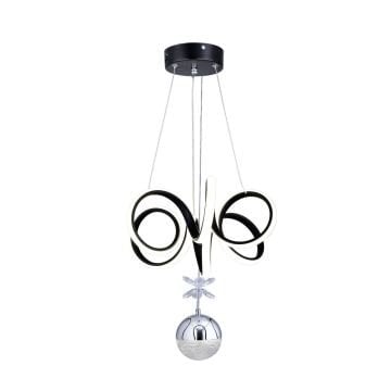 Lizbon Tek Top Siyah Led Avize 3 Renk Aydınlatma