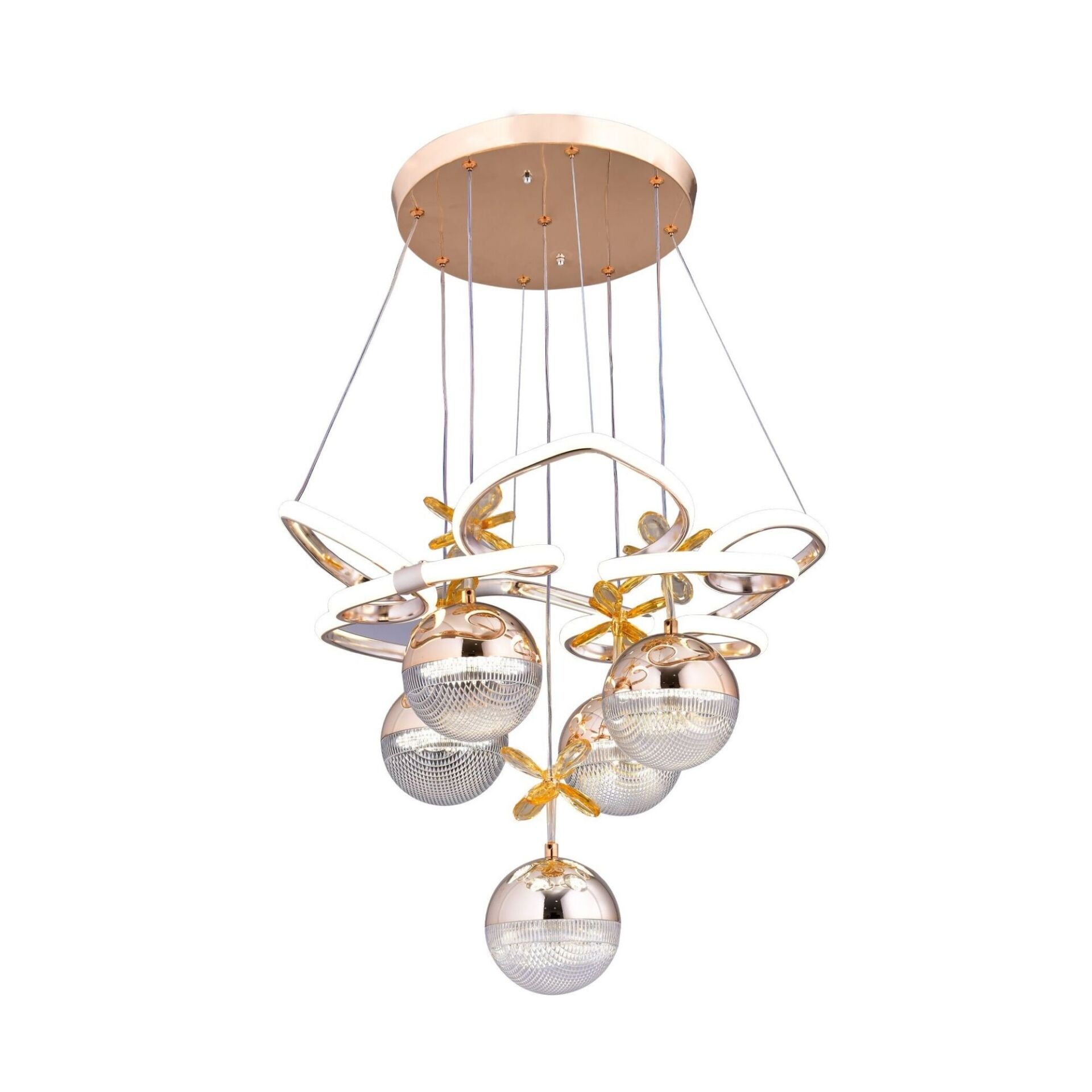 Hale 5 Top Gold Led Avize 3 Renk Aydınlatma