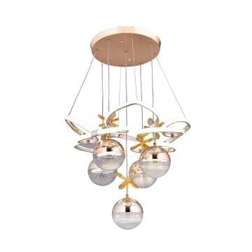 Hale 5 Top Gold Led Avize 3 Renk Aydınlatma