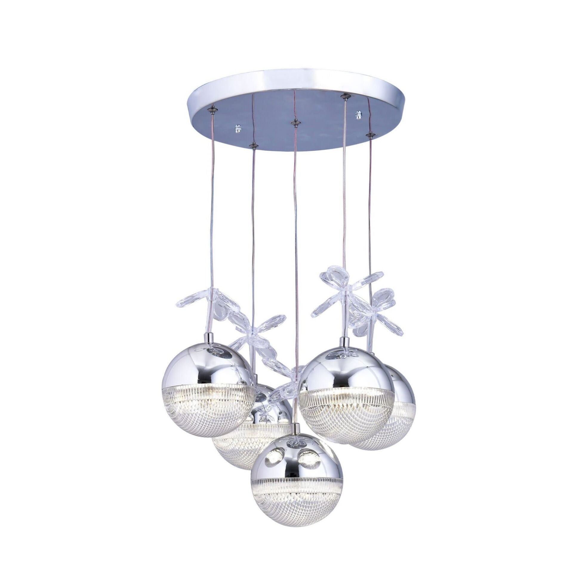 Rosali 5 Top Krom Led Avize 3 Renk Aydınlatma