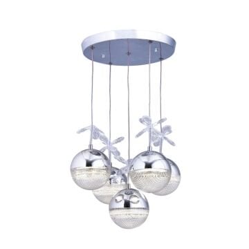 Rosali 5 Top Krom Led Avize 3 Renk Aydınlatma