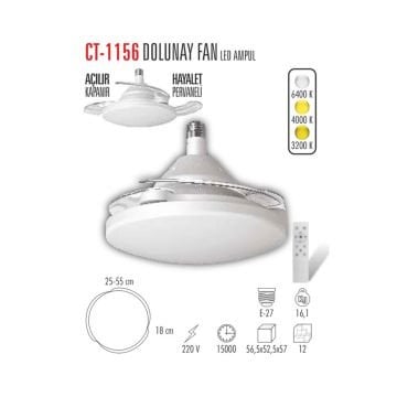 Cata Dolunay Fan Led Ampul Hayalet Pervaneli Beyaz CT-1156