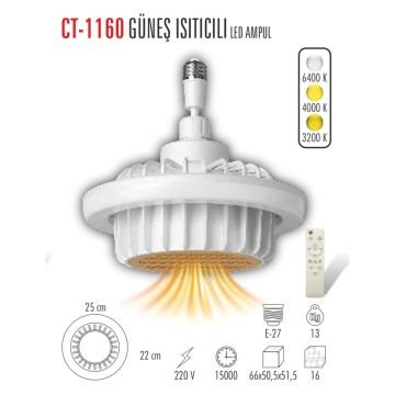 Cata Güneş Isıtıcılı Fan Led Ampul CT-1160