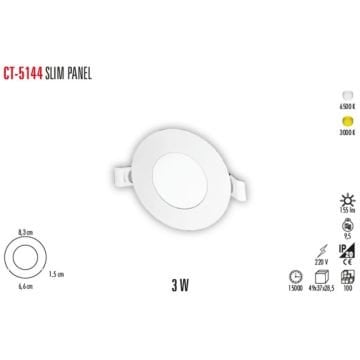 Cata 3W Sıva Altı Led Panel Spot CT-5144