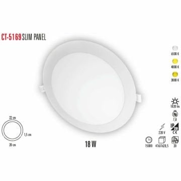 Cata 18 Watt Panel Led Armatür Sıva Altı Yuvarlak CT-5169B