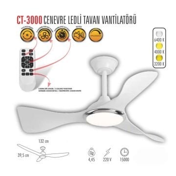 Cata Cenevre Ledli Tavan Vantilatörü CT-3000