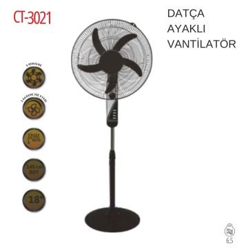 Cata CT-3021 Datça 5 Pervaneli 3 Kademeli Siyah Gövde Ayaklı Vantilatörü
