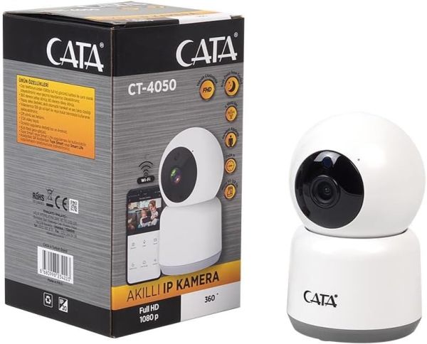 CATA CT-4050 Akıllı Ip Kamera, 360° Dönebilen Full HD-1080P, Gece Görüşlü