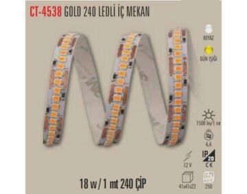 Cata 240 Çipli Led Şerit İç Mekan Amber CT-4538A